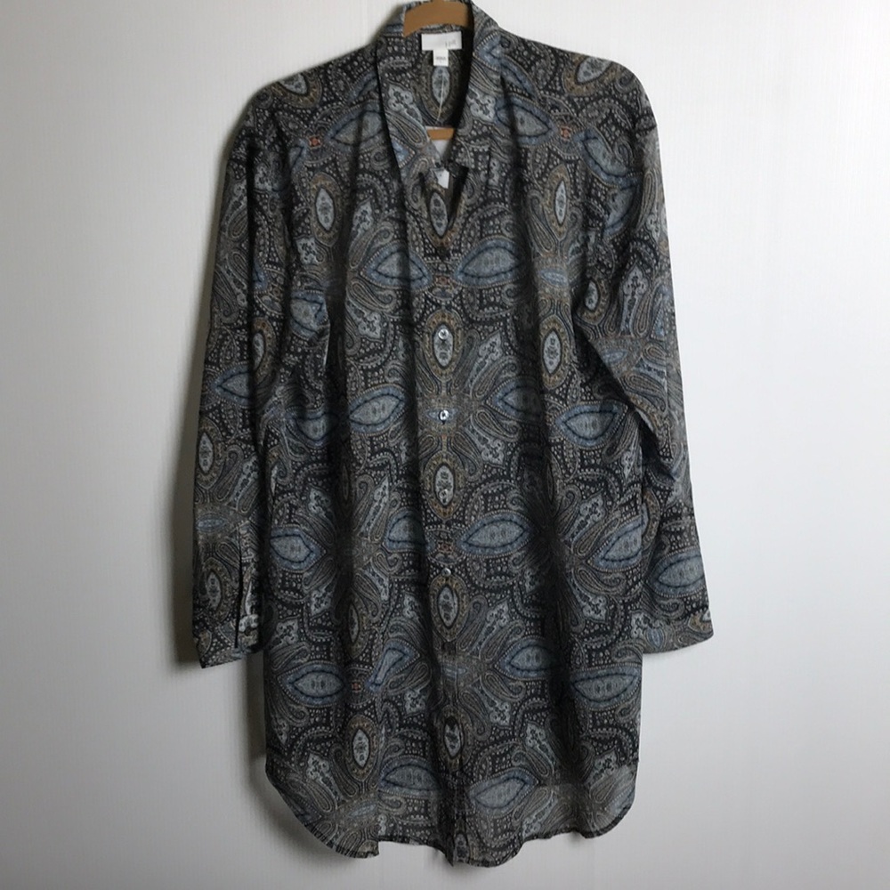 Sheer blue & brown tunic